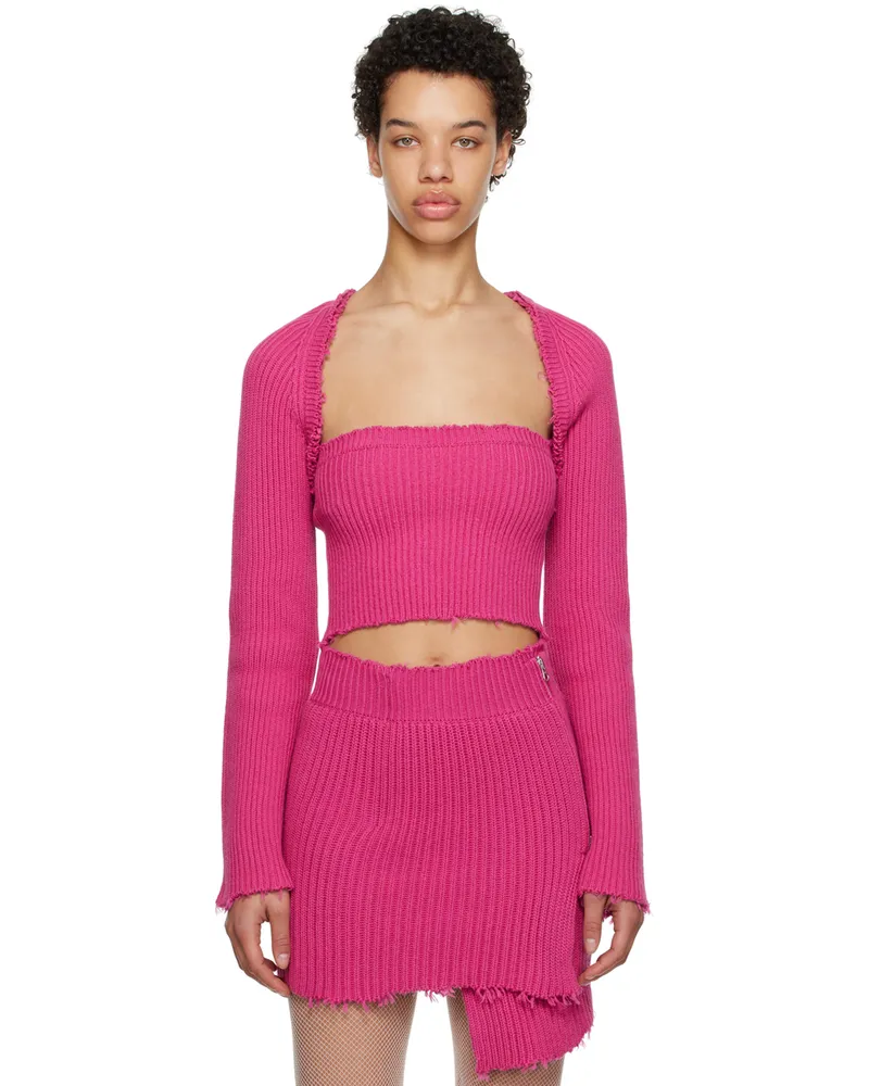 Maison Margiela Pink Raw Edge Cardigan 251