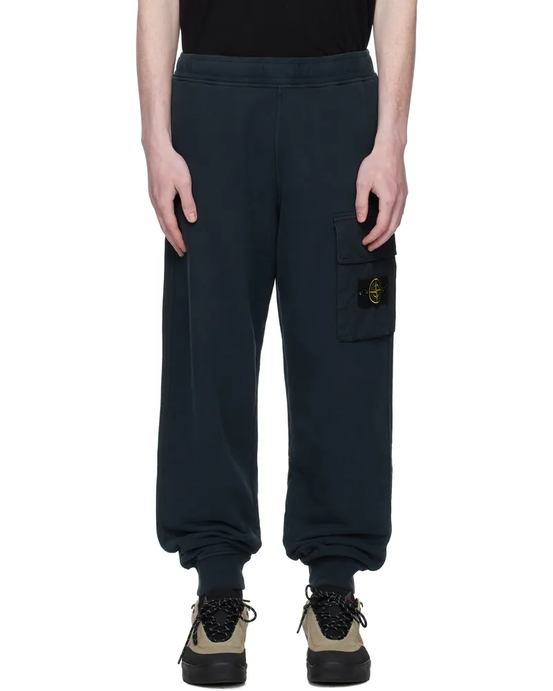 Stone Island Navy 6200003 Brushed Organic Cotton Fleece Sweatpants V0020