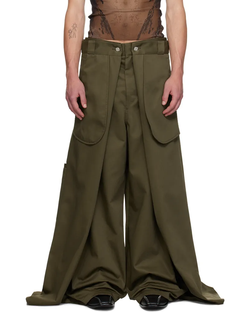 Jean Paul Gaultier Khaki Shayne Oliver Edition 'The Wrap' Trousers 41-khaki