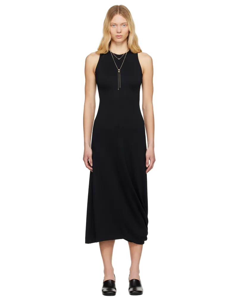 Christophe Lemaire Black Twisted Hem Midi Dress Bk999