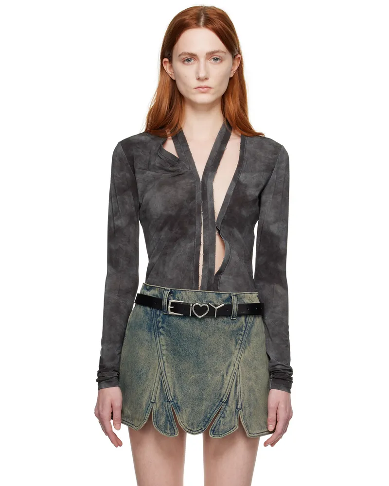 Y/PROJECT Gray Hook-Eye Bodysuit Cloudy