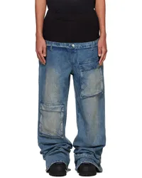 Spencer Badu Blue Double Layered Jeans Blue