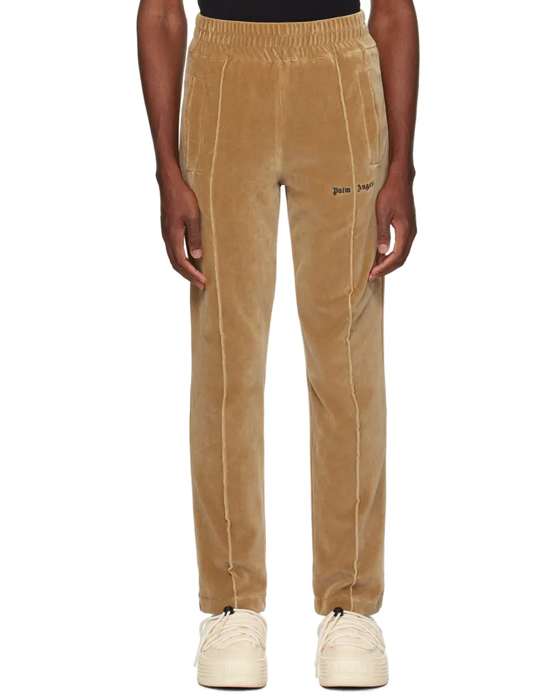 Palm Angels Beige Embroidered Sweatpants Beige