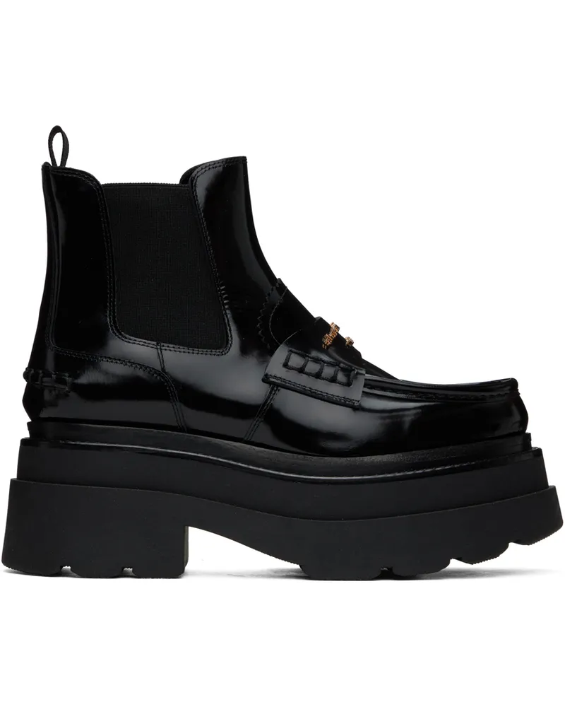 Alexander Wang Black Carter Platform Loafer Leather Boots 001