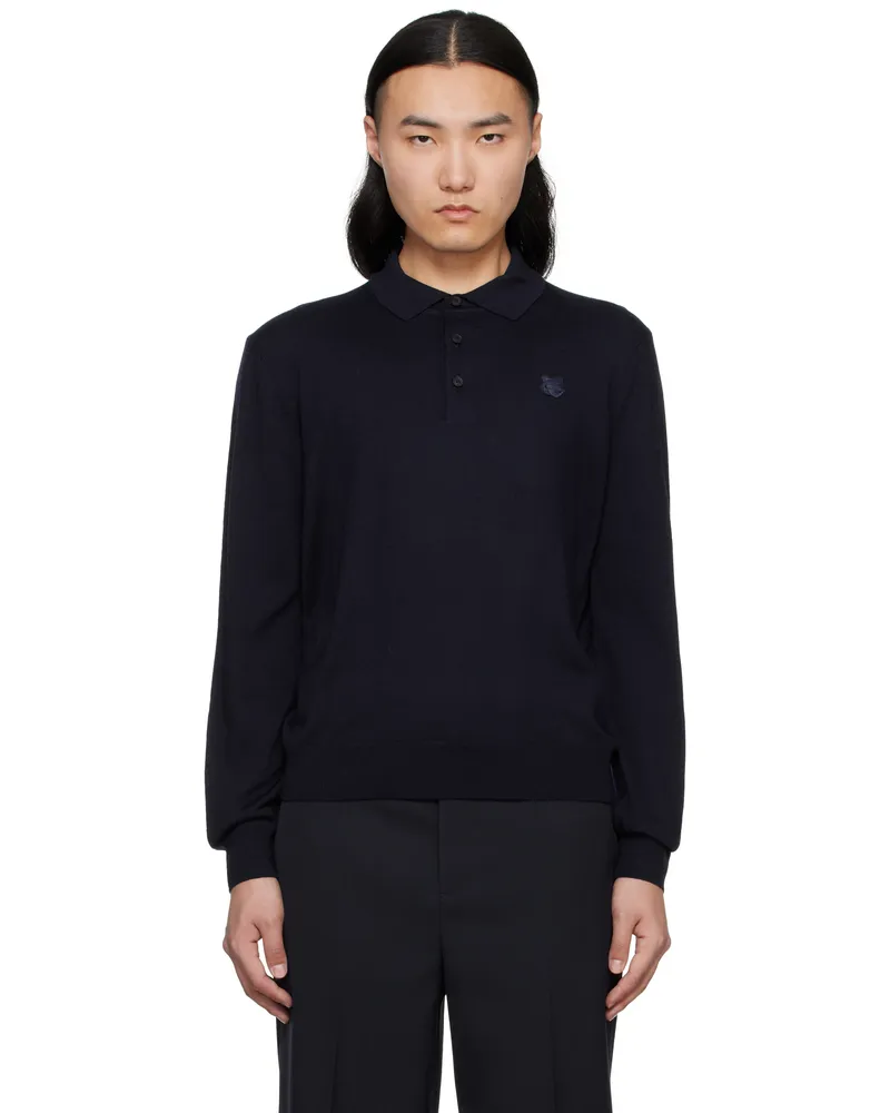Kitsuné Navy Bold Fox Head Patch Polo P476