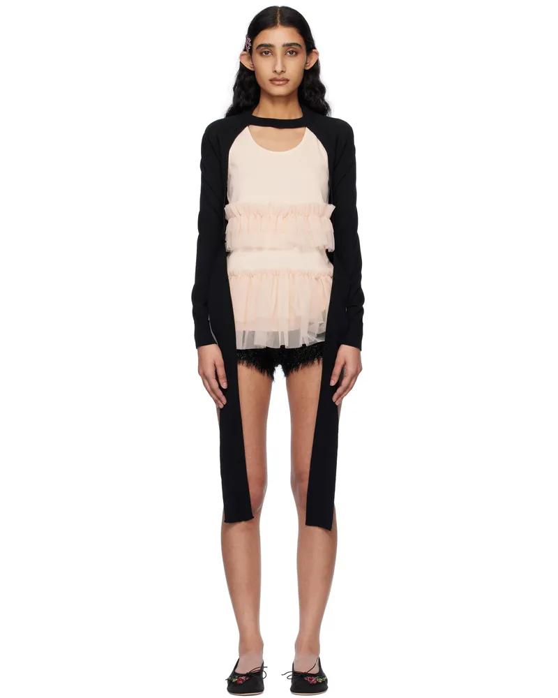 Simone Rocha Black Cropped Cut-Out Cardigan Black
