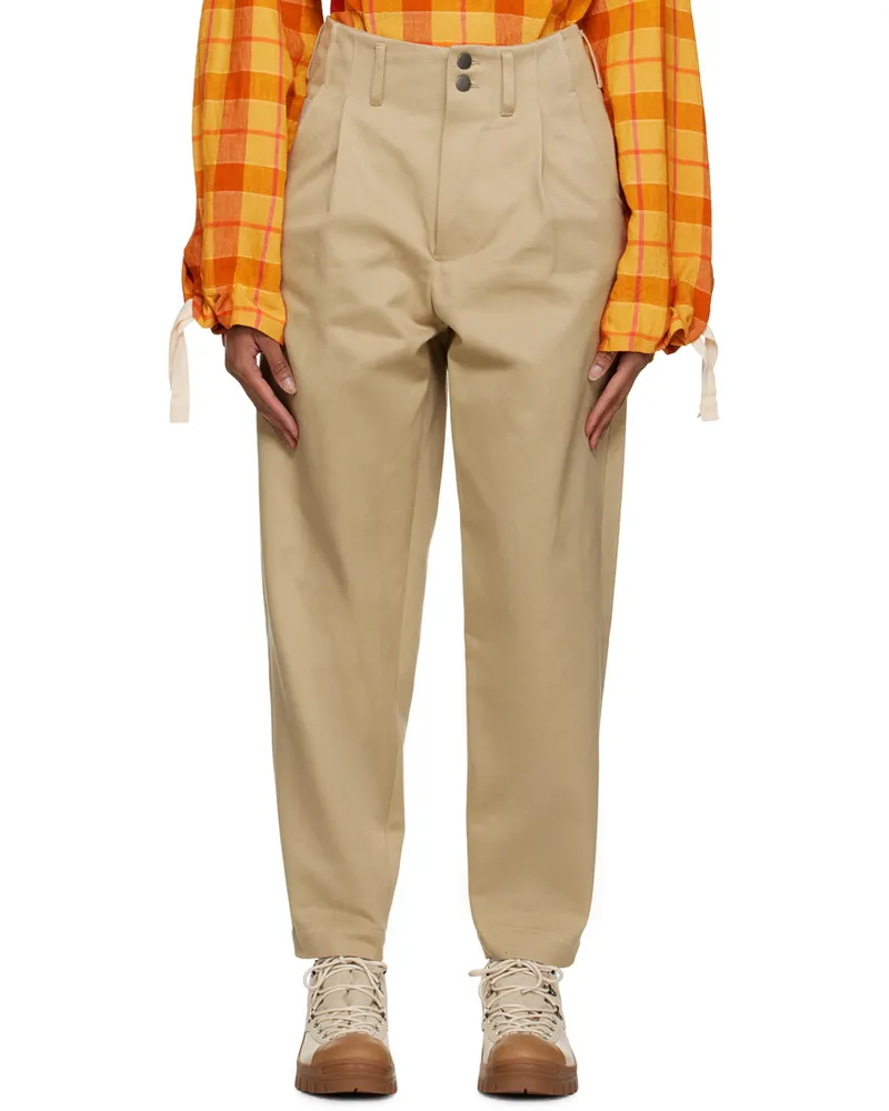 Nicholas Daley Beige Pleated Trousers Beige