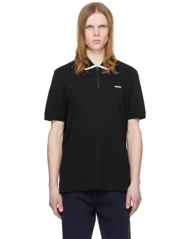HUGO BOSS Black Zip Placket Polo 001-black