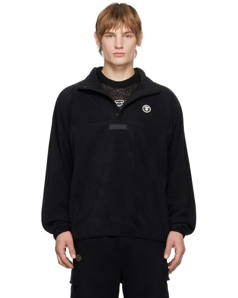 AAPE by A Bathing Ape Black 'AAPE NOW' Moonface Logo Pullover Sweatshirt Bkx