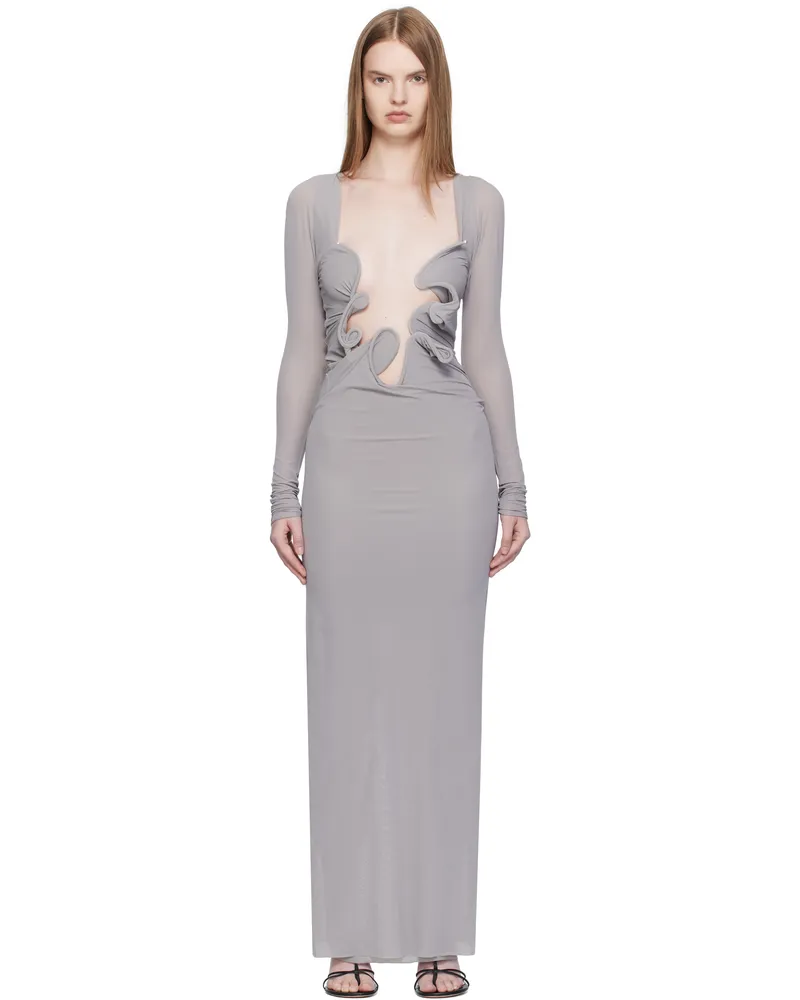 Christopher Esber Gray Moulded Venus Shawl Maxi Dress Slate