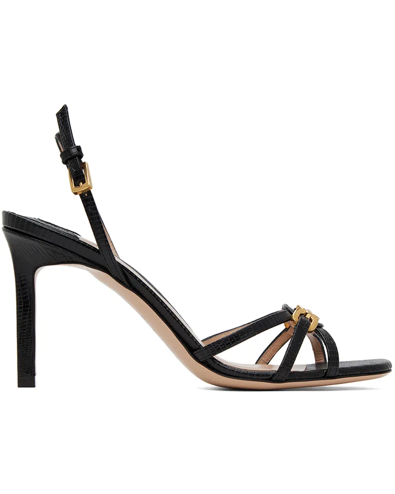 Tom Ford Black Printed Lizard Heeled Sandals 1n001