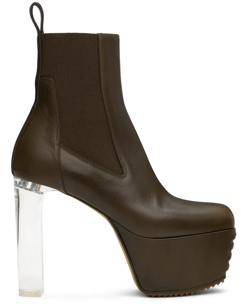 Rick Owens Khaki Porterville Minimal Grill Beatle 65 Chelsea Boots 350