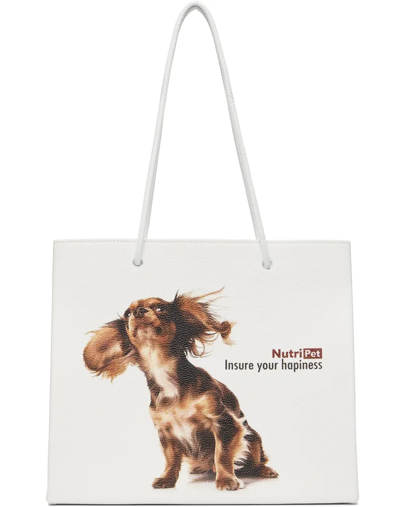 ABRA White Puppy Shopping Tote Print