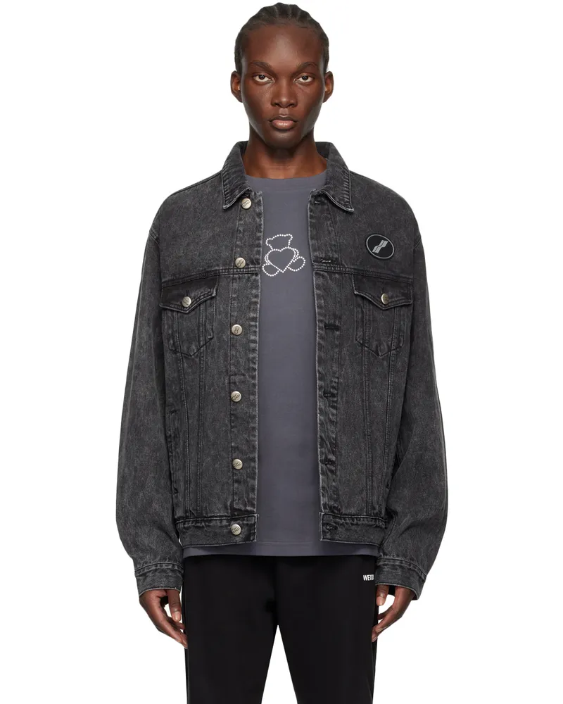 WE 11 DONE Black Oversized Denim Jacket Wash