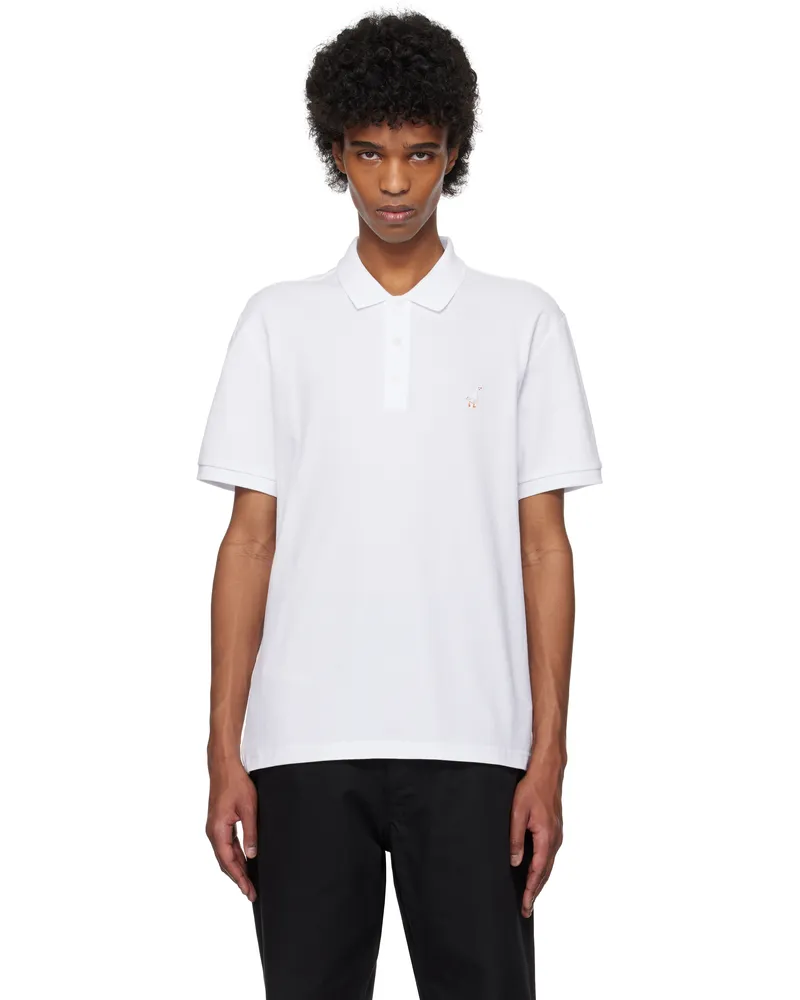 Moschino White Goose Embroidery Polo Multi