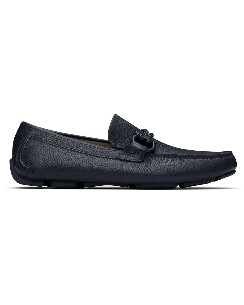 Ferragamo Navy Gancini Ornament Driver Loafers Bluemarine