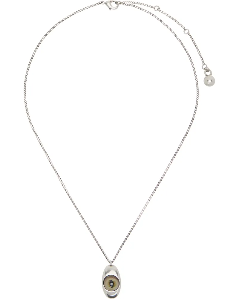 Christophe Lemaire Silver Cat Eye Pendant Necklace Br098