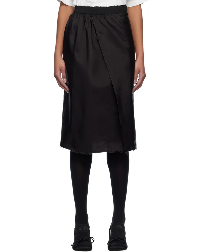 Maison Margiela Black Frayed Edge Midi Skirt 900