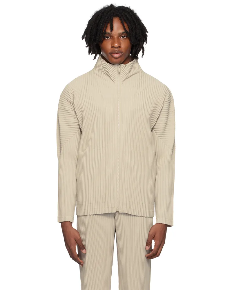 Issey Miyake Beige Color Pleats Jacket 43-Linen