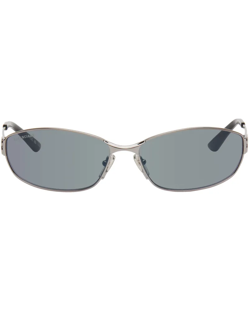 Balenciaga Gunmetal Mercury Oval Sunglasses Ruthenium-ruthenium-