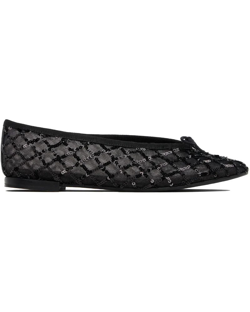 Repetto Black Lilouh Almond-Toe Ballerina Flats Noir