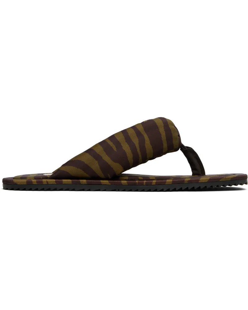 ATTICO Khaki & Brown Indie Flip-Flops 997
