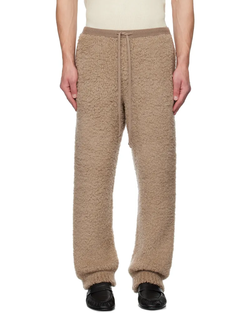 AURALEE Beige Merino Wool Boa Knit Sweatpants Beige