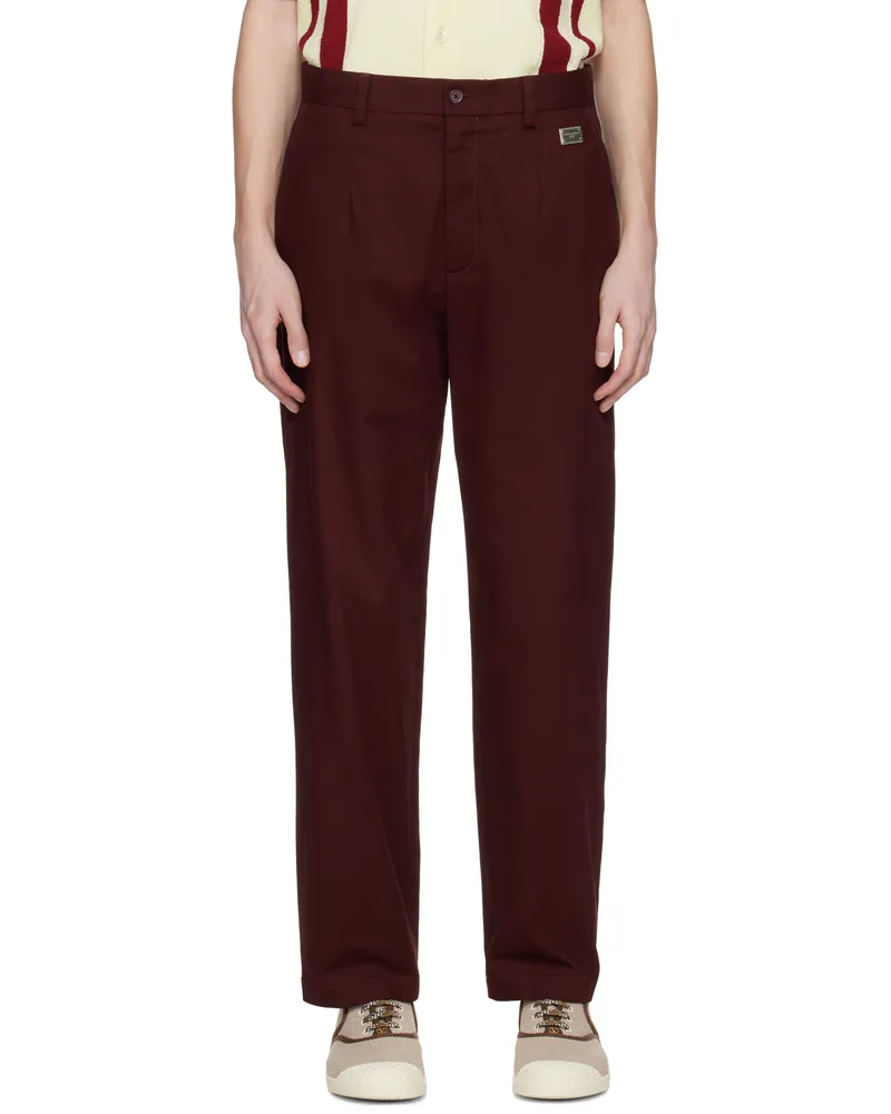 Dolce & Gabbana Burgundy Gabardine Trousers Marrone-viola