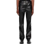 Black 90's Straight-Leg Faux-Leather Trousers