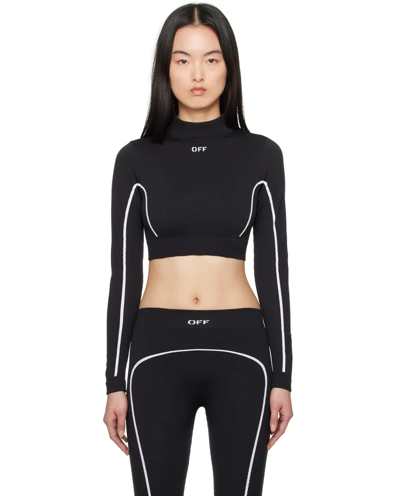 OFF-WHITE Black Stamp Seamless Crop Top Black