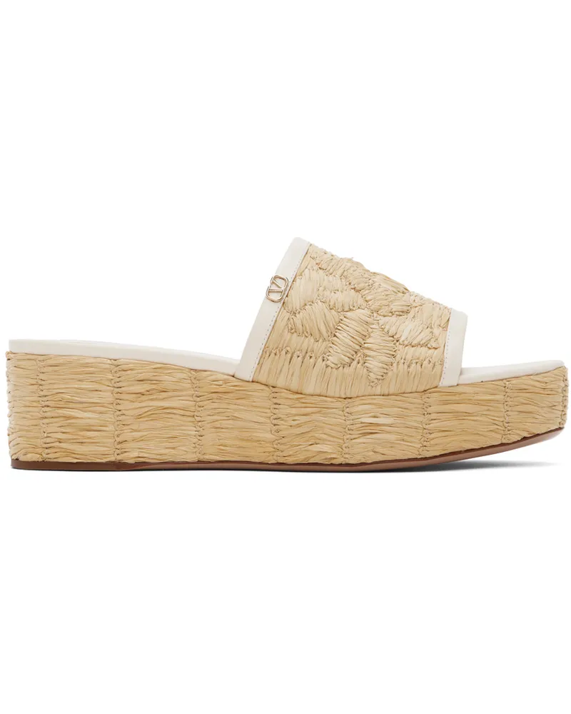 Valentino Garavani Beige Raffia Sandals 48n