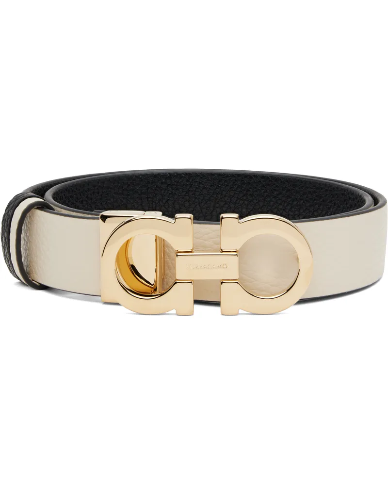 Ferragamo Black & Beige Medium Gancini Reversible Belt 802