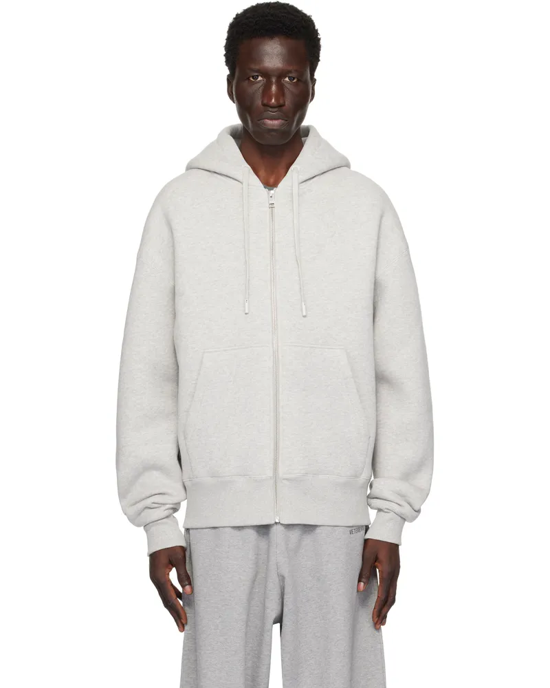 AMI Paris Gray Zipped Ami de Coeur Hoodie Ash