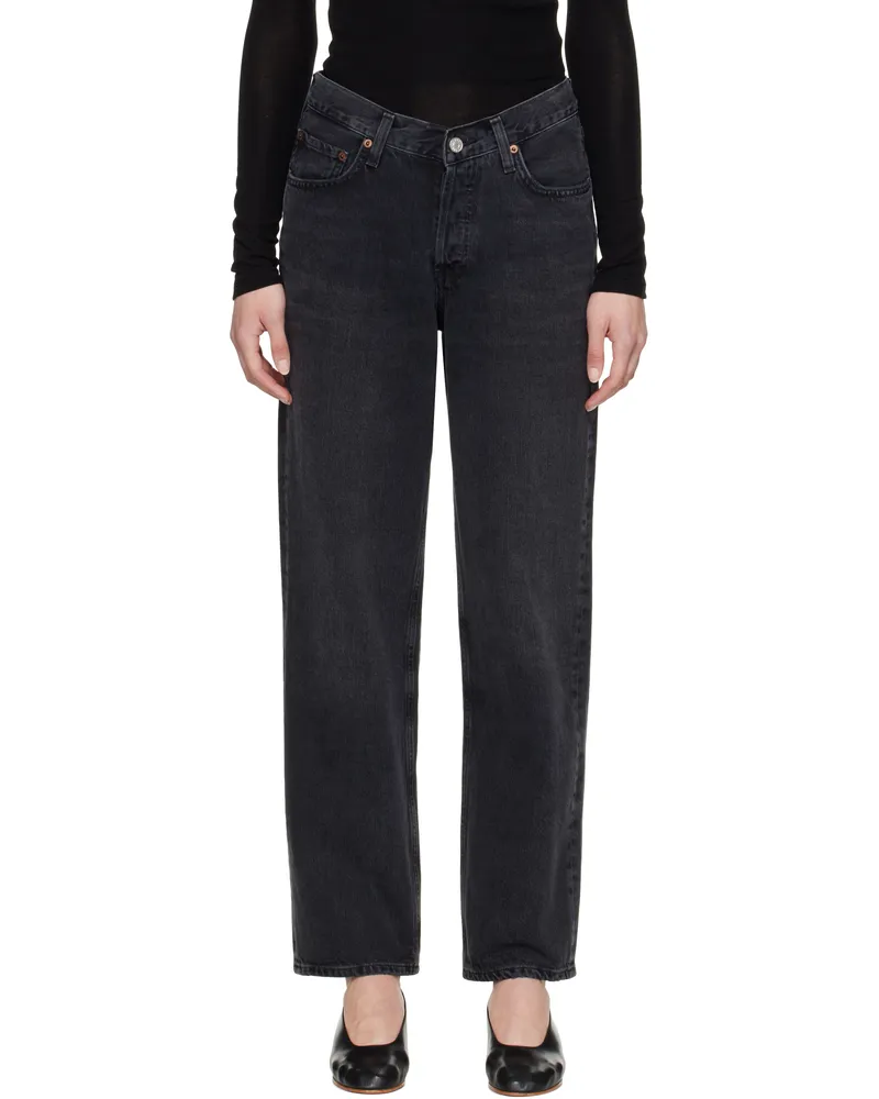 AGOLDE Black V-Waist Baggy Jeans Hitch