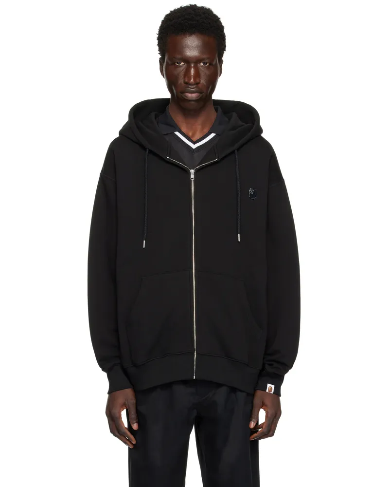 BAPE Black Metal One Point Zip-Up Hoodie Black