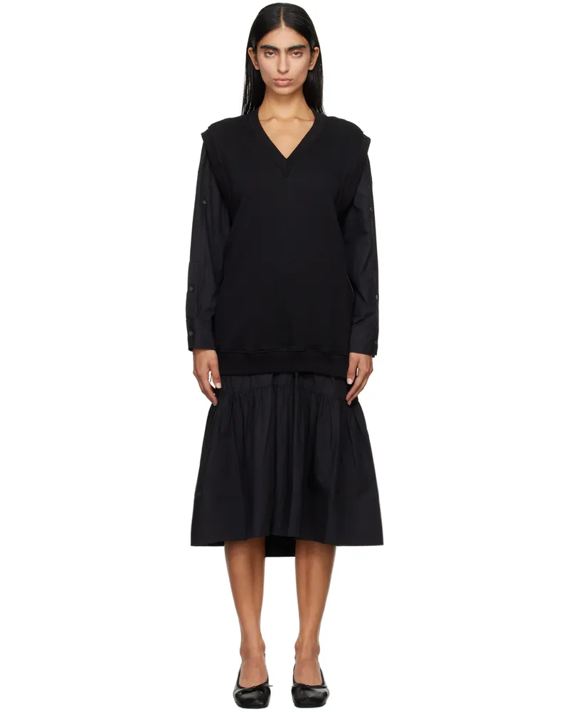 3.1 phillip lim Black Vest Combo Midi Dress Black