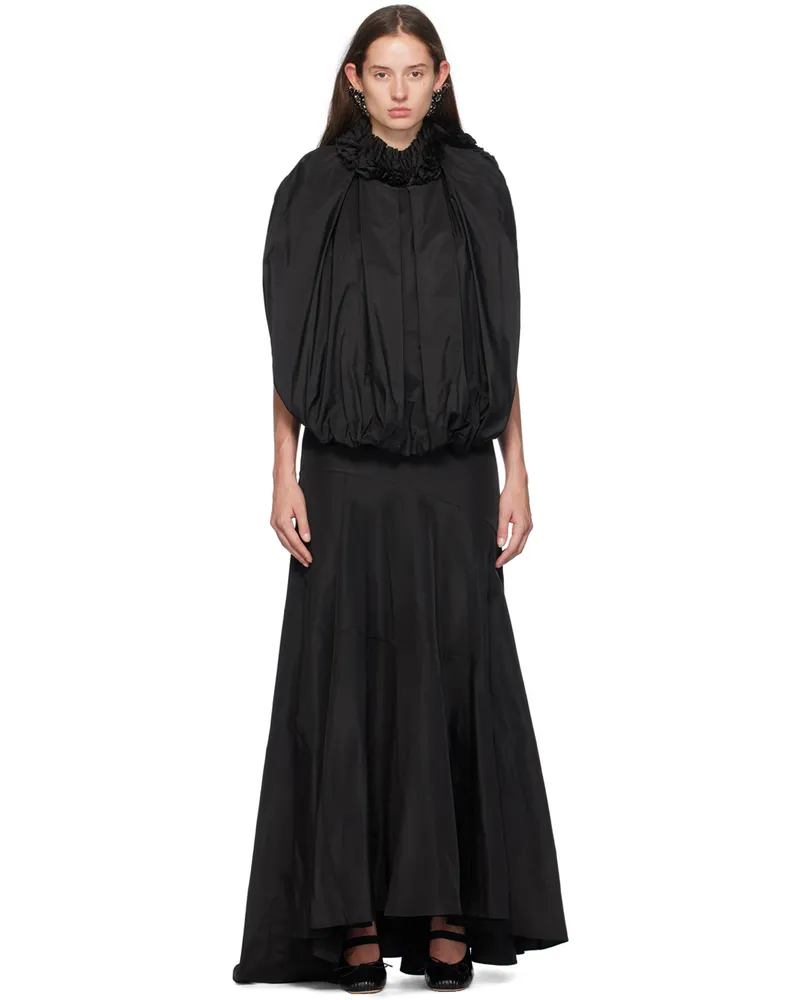Simone Rocha Black Open Back Bow Balloon Maxi Dress Black