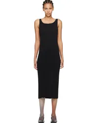 Issey Miyake Black Hatching Pleats Midi Dress 15-black