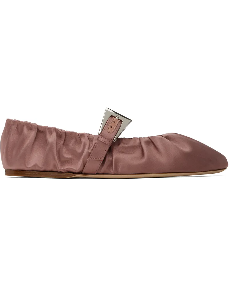 Paris Texas Pink Sveva Plisse Buckle Ballerina Flats Dark