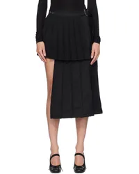 Andersson Bell Black Double Pleated Midi Skirt Black