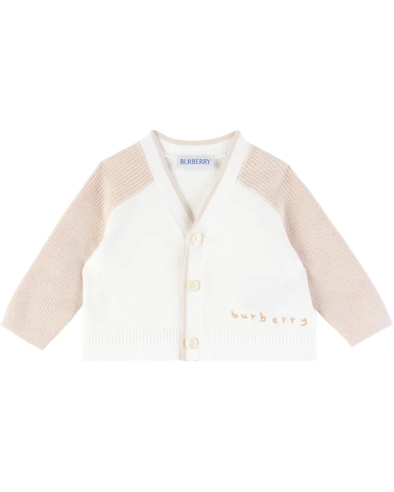 Burberry Baby White & Beige Embroidered Cardigan Ivory