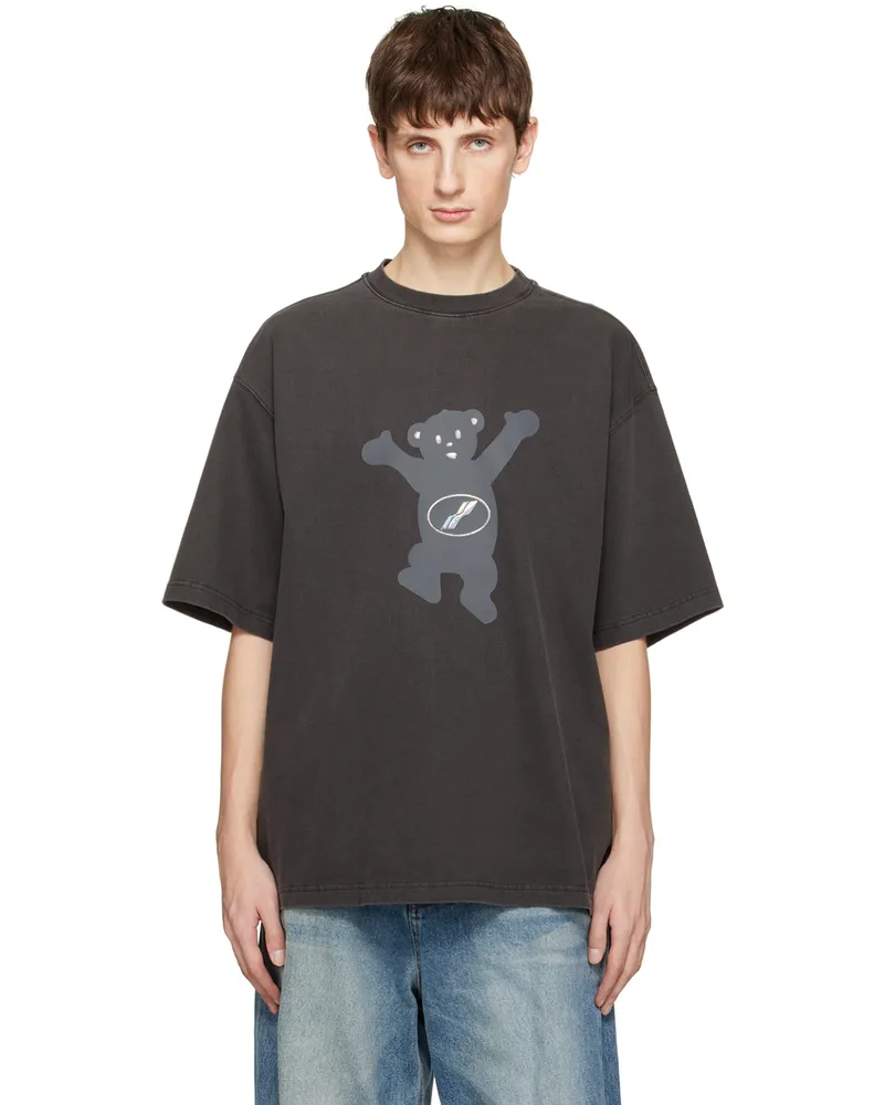 WE 11 DONE Gray Teddy T-Shirt Charcoal