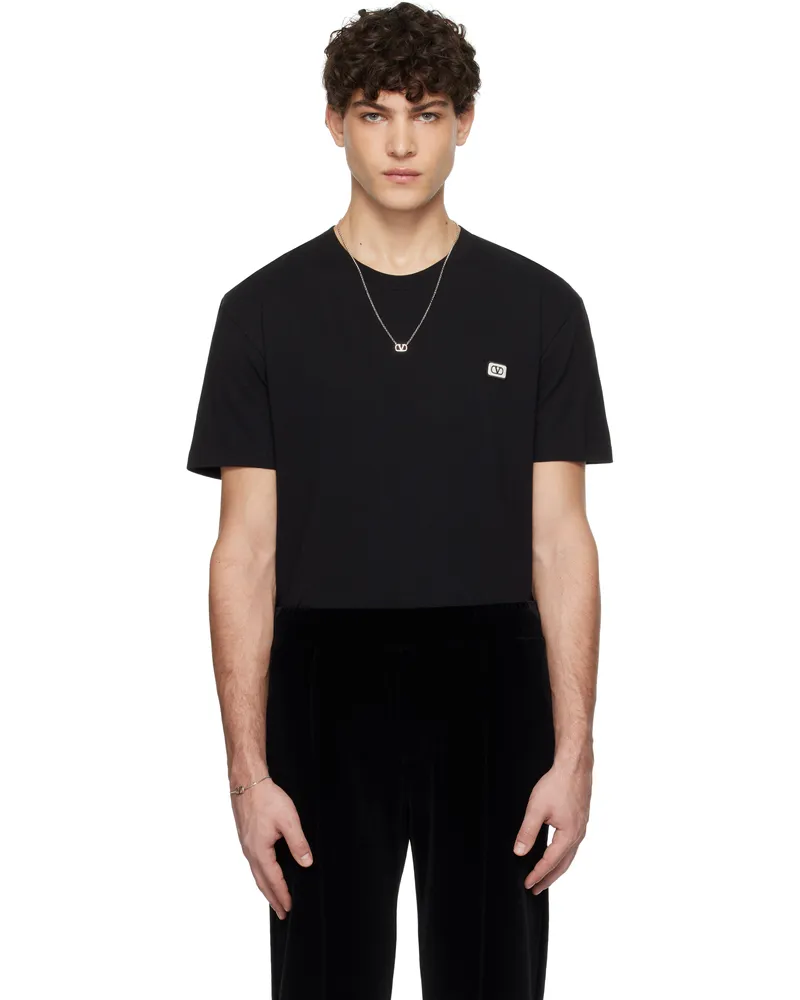 Valentino Garavani Black Cotton VLogo Patch T-shirt 0no