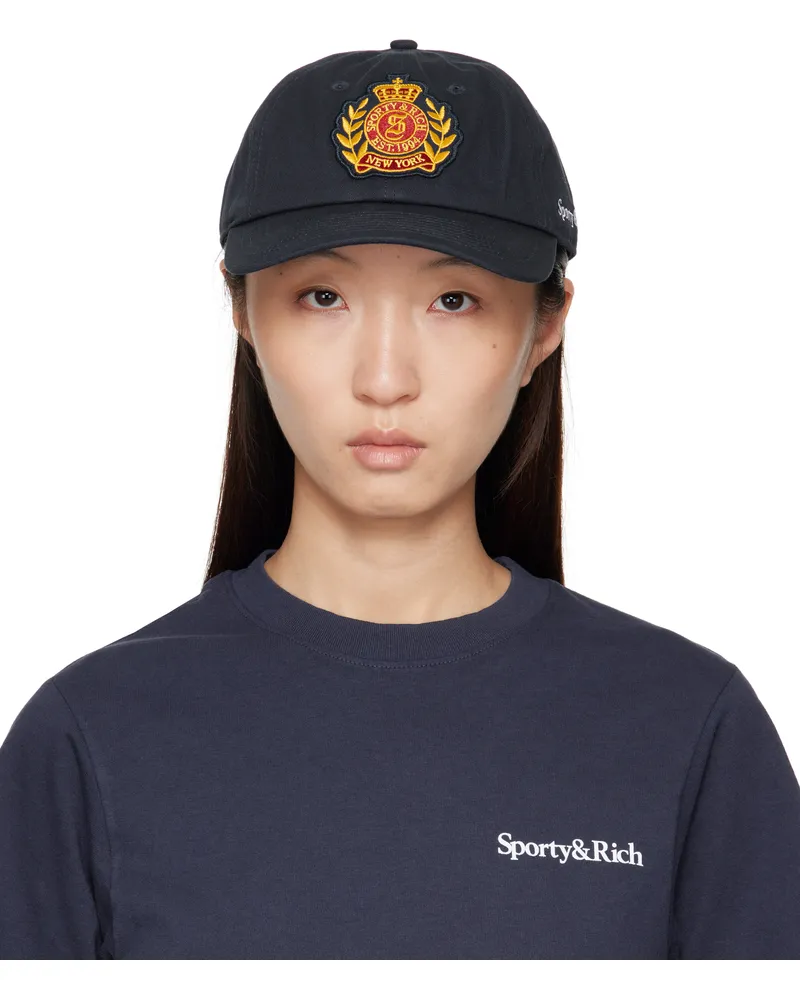 SPORTY & RICH Navy 'NY' Crest Cap 3902