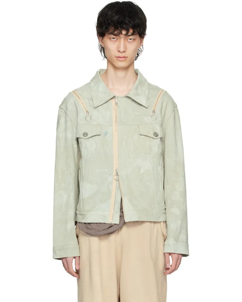 Charlie Constantinou Gray Garment-Dyed Denim Jacket Beige