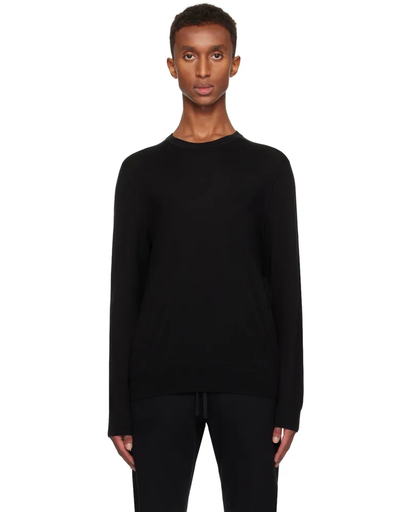 Reigning Champ Black Lightweight Merino Harry Crewneck Sweater 001