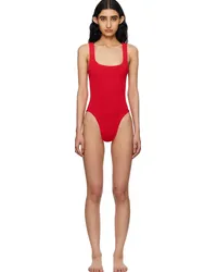 Hunza G Red Square Neck Swimsuit Red