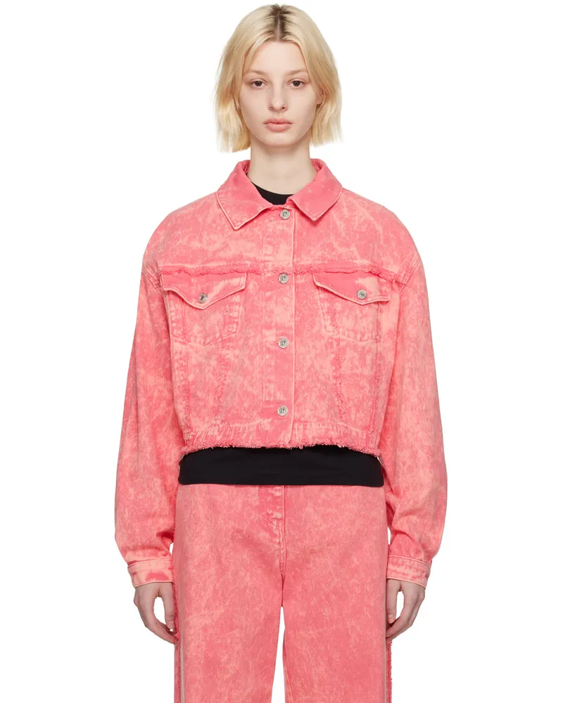 MSGM Pink Cropped Denim Jacket 72