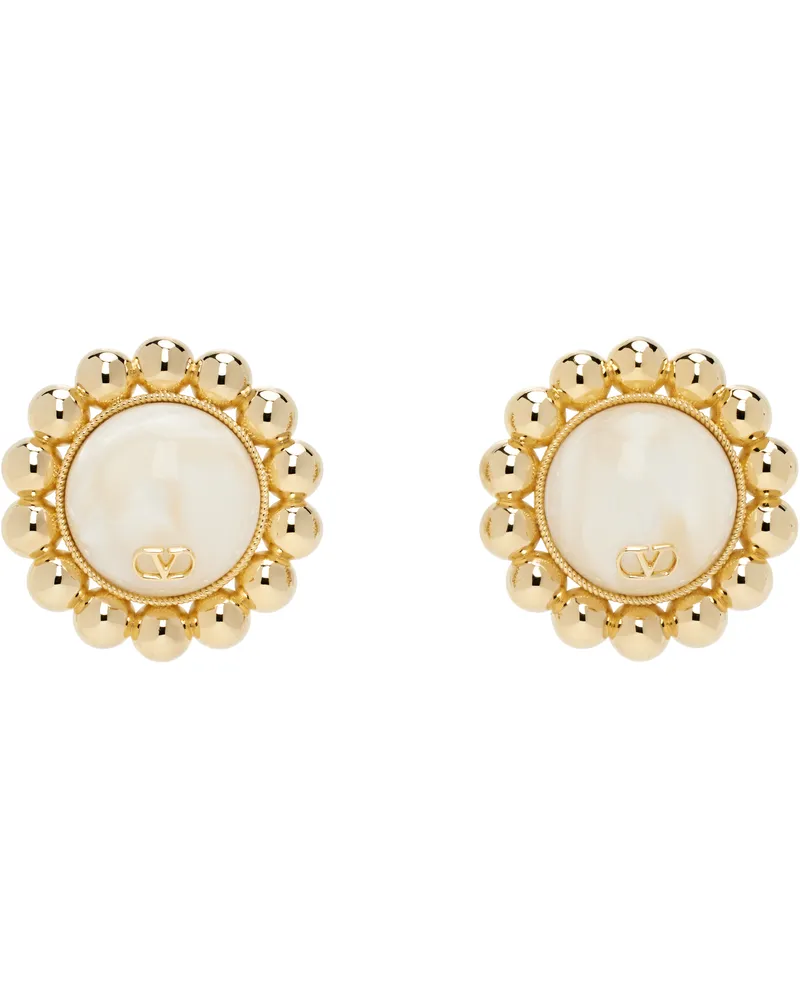 Valentino Garavani Gold & Off-White Pas Plus Earrings R5g
