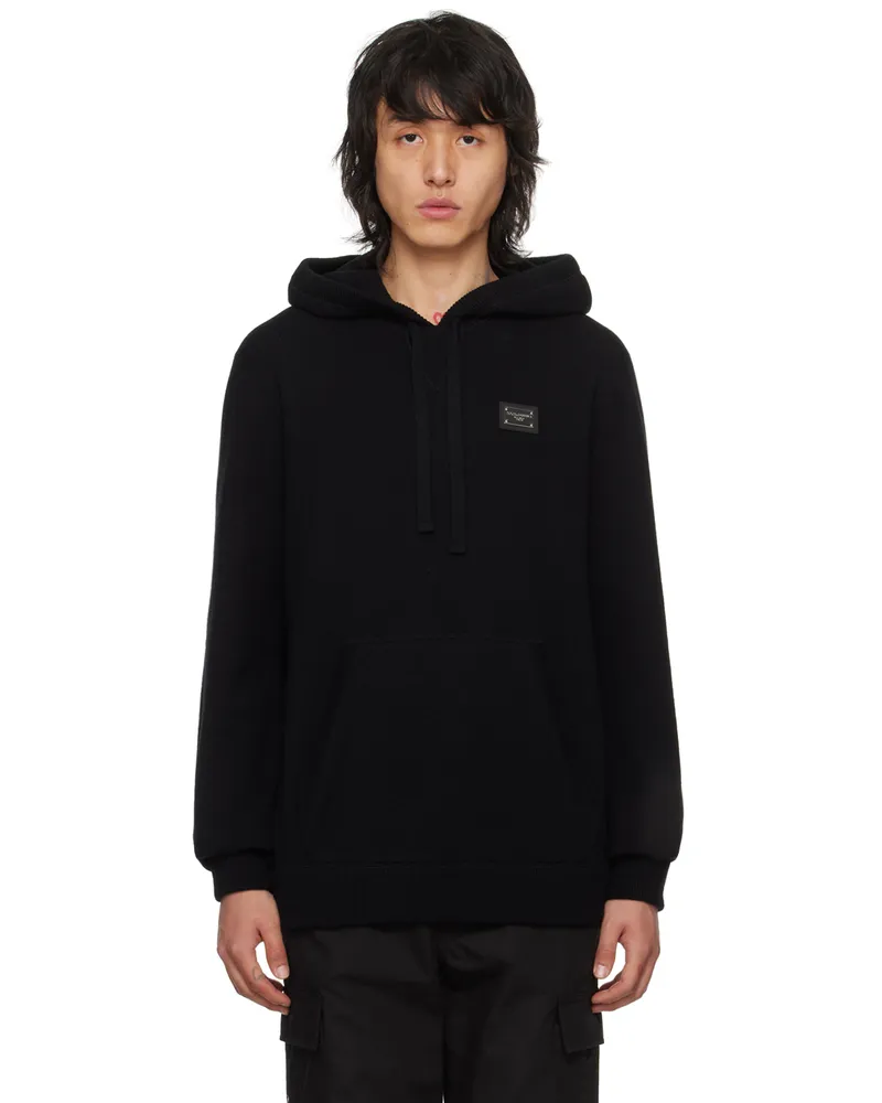Dolce & Gabbana Black Plaque Hoodie Nero
